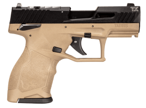 Taurus 1TX22131F10 TX22C  Compact Frame 22 LR 10+1 3.60" Matte Black Steel Threaded Barrel  Black Hard Coat Anodized Lightening Cut/Optic Ready/Serrated Slide  Flat Dark Earth w/Black Controls Polymer Frame w/Picatinny Rail  FDE Grip