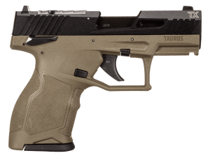Taurus 1TX22131O TX22C  Compact Frame 22 LR 13+1  3.60" Matte Black Steel Threaded Barrel  Black Hard Coat Anodized Lightening Cut/Optic Ready/Serrated Slide  OD Green w/Black Controls Polymer Frame w/Picatinny Rail  OD Green Grip