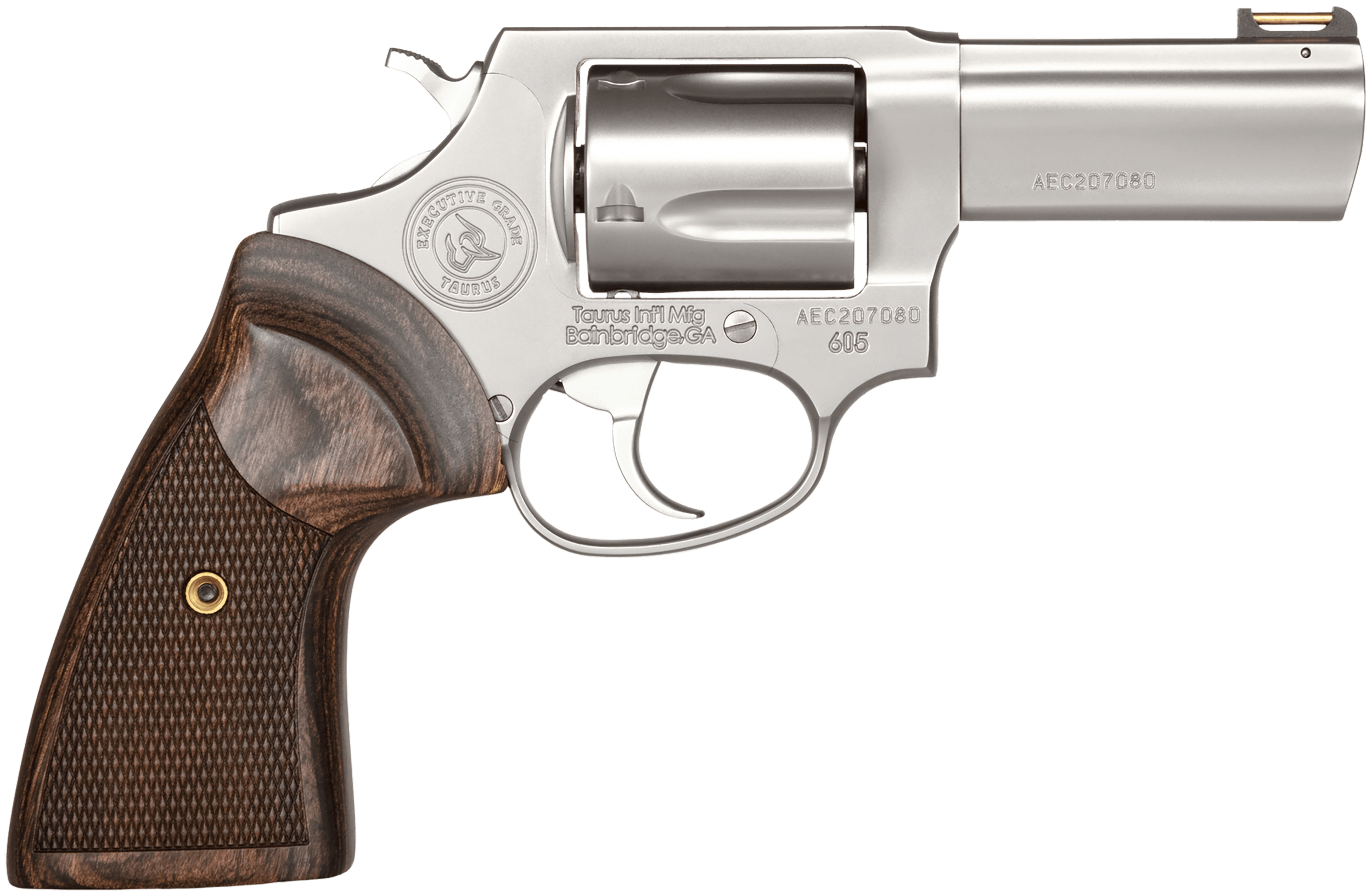 Taurus 2605EX39 605 Executive Grade 357 Mag/38 Special +P 5rd 3" Polished Stainless Steel Barrel Cylinder & Frame Brass Rod Front/Fixed Rear Sights Altamont Wood Grip Includes Nanuk Case