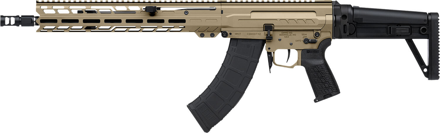 CMMG 86A7F0BCT Dissent MK47 7.62x39mm 30+1 (2) 14.30" P&W Coyote Tan Rec/13.50" M-Lok Handguard Side Charging Handle Black Side Folding Stock Zeroed Grip SVD Brake 60/90 Ambi Safety Adj. Gas Block - Image 2