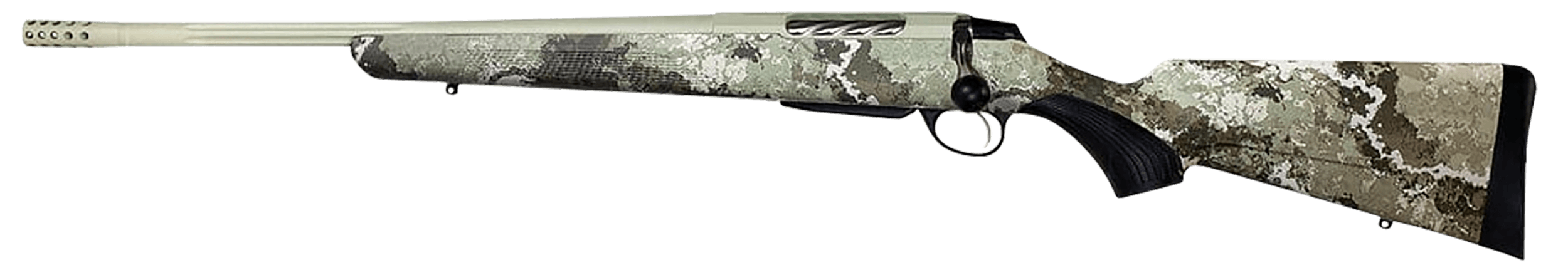 Tikka JRTXVA419 T3x Lite Full Size 6.5 PRC 3+1 24.30" Stainless Cerakote Fluted Threaded Barrel Drilled & Tapped Stainless Steel Receiver Veil Alpine Fixed Synthetic Stock Black Interchangeable Backstrap Grip