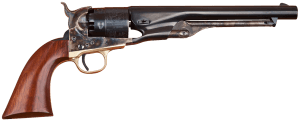 Cimarron CA040 1860 Army Cut For Stock .44 Cal 6 Shot  8" Blued Round Steel Barrel  Blued Fluted Cylinder  Color Case Hardened Steel Frame  Smooth Walnut Grip  Exposed Hammer