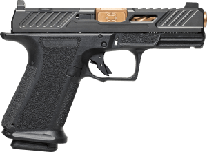 Shadow Systems SS1011 MR920 Elite Compact 9mm Luger 15+1 4 Bronze TICN Match Grade/Spiral Fluted Barrel Black Nitride Optic Cut/Serrated/Window Cut Stainless Steel Slide Black Polymer Frame w/Beavertail & Picatinny Rail"