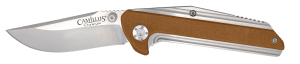 Camillus 19196 Sevens 2.75" Folding Plain Silver AUS-8 Carbonitride Titanium Non-Stick Blade Desert Tan/SS G10/SS Handle