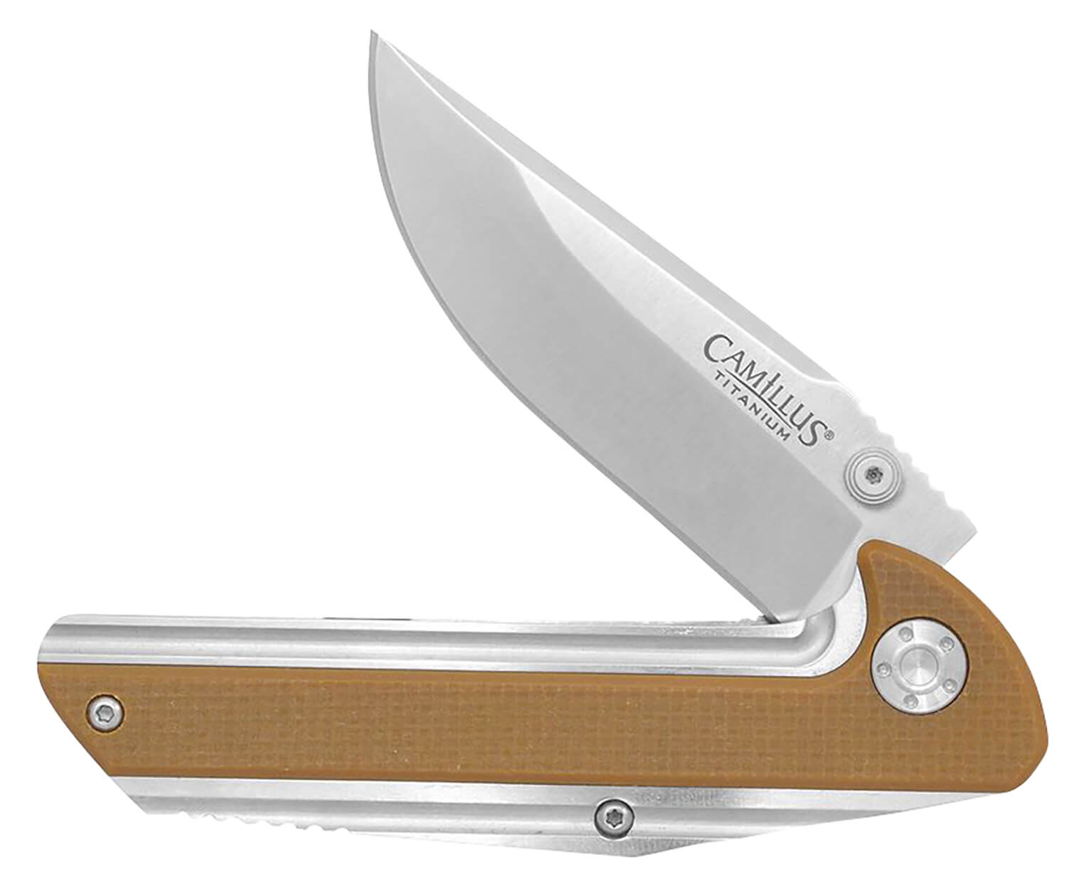 Camillus 19196 Sevens 2.75" Folding Plain Silver AUS-8 Carbonitride Titanium Non-Stick Blade Desert Tan/SS G10/SS Handle - Image 3