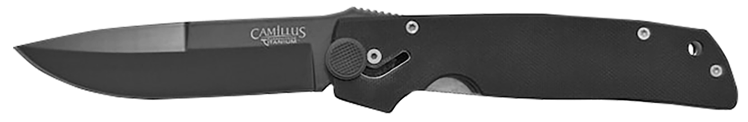Camillus 18533-003 Cuda 3.75" Plain Drop Point Black AUS-8 Carbonitride Titanium Non-Stick Blade Black G10 Handle