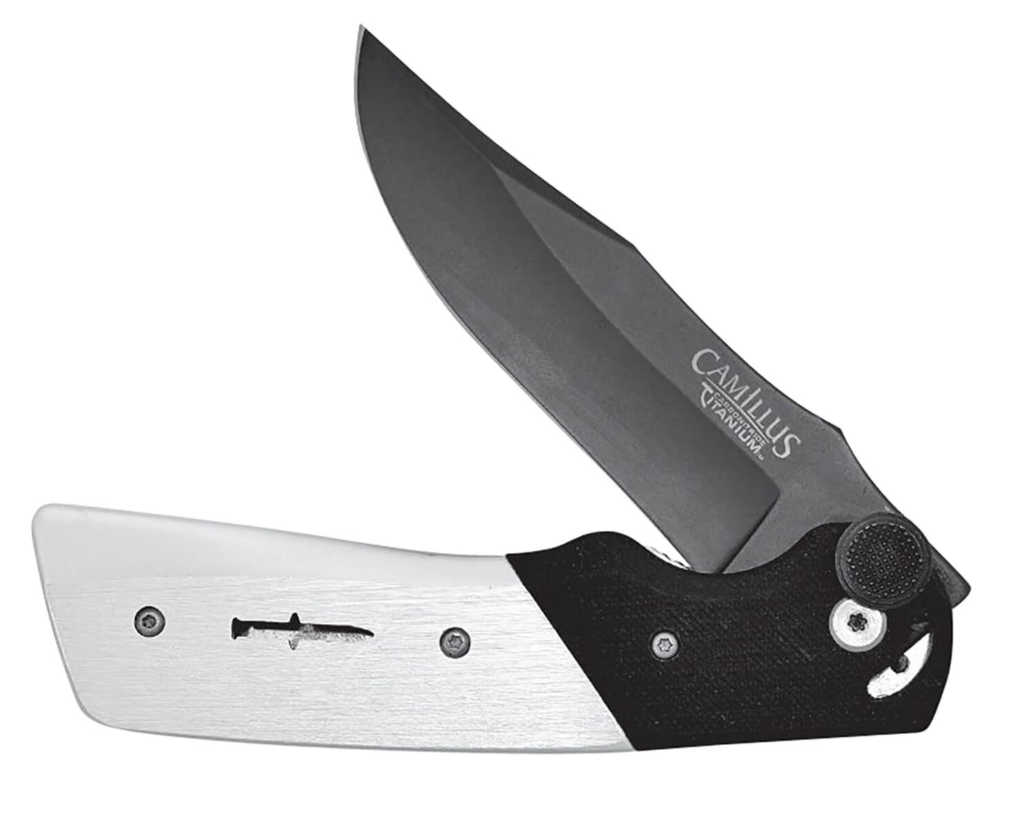Camillus 19080 Cuda Bolt 3.75" Folding Drop Point Plain Black AUS-8 Carbonitride Titanium Non-Stick Blade Black/Silver Aluminum/G10 Handle Includes Pocket Clip - Image 3