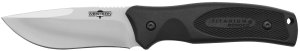 Camillus 19232 Western Black River 3.75" Fixed Drop Point Plain Satin 420 Steel Titanium Bonded Blade Black Rubber Handle Includes Sheath