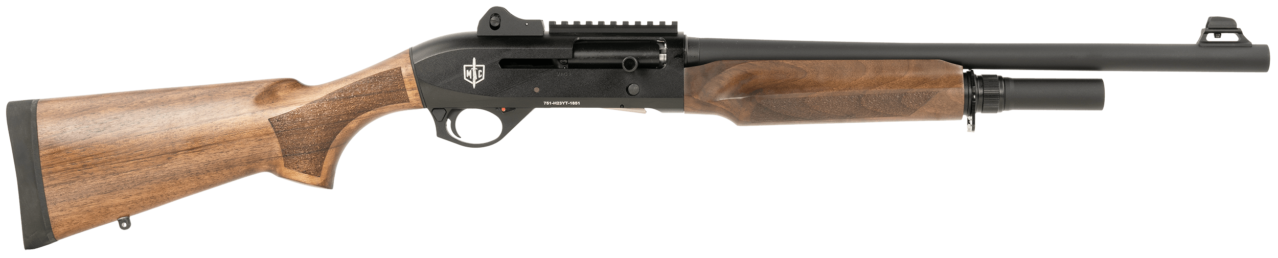 MAC 21000122 2 Tactical 12 Gauge Bolt 3 5+1 18.50" Black Anodized Steel Barrel Drilled & Tapped/Picatinny Rail Black Anodized Receiver Turkish Walnut Wood Stock"