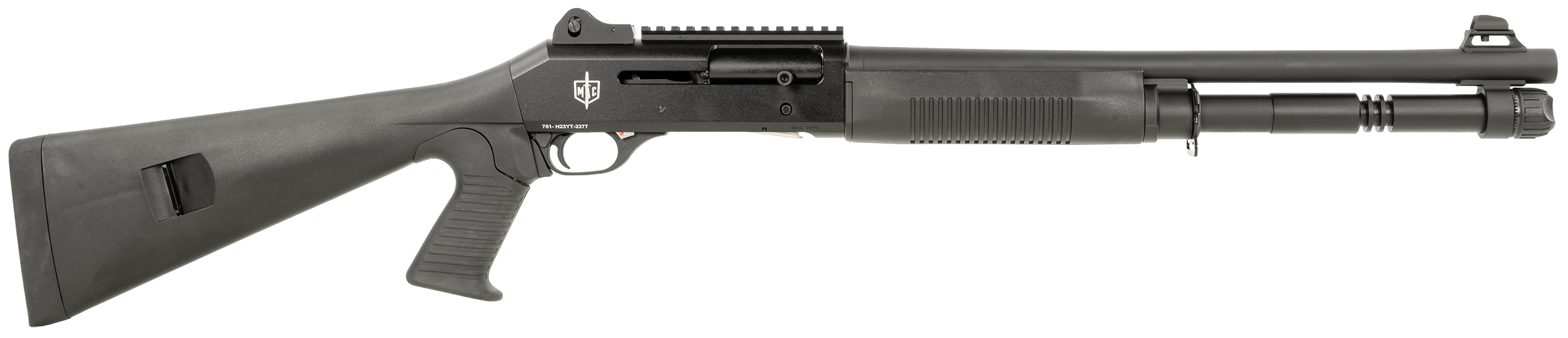 MAC 21000120 1014 12 Gauge 3" 5+1 18.50" Black Synthetic Furniture Fixed Pistol Grip Stock Ghost Ring Sight Optics Mount 3 Chokes