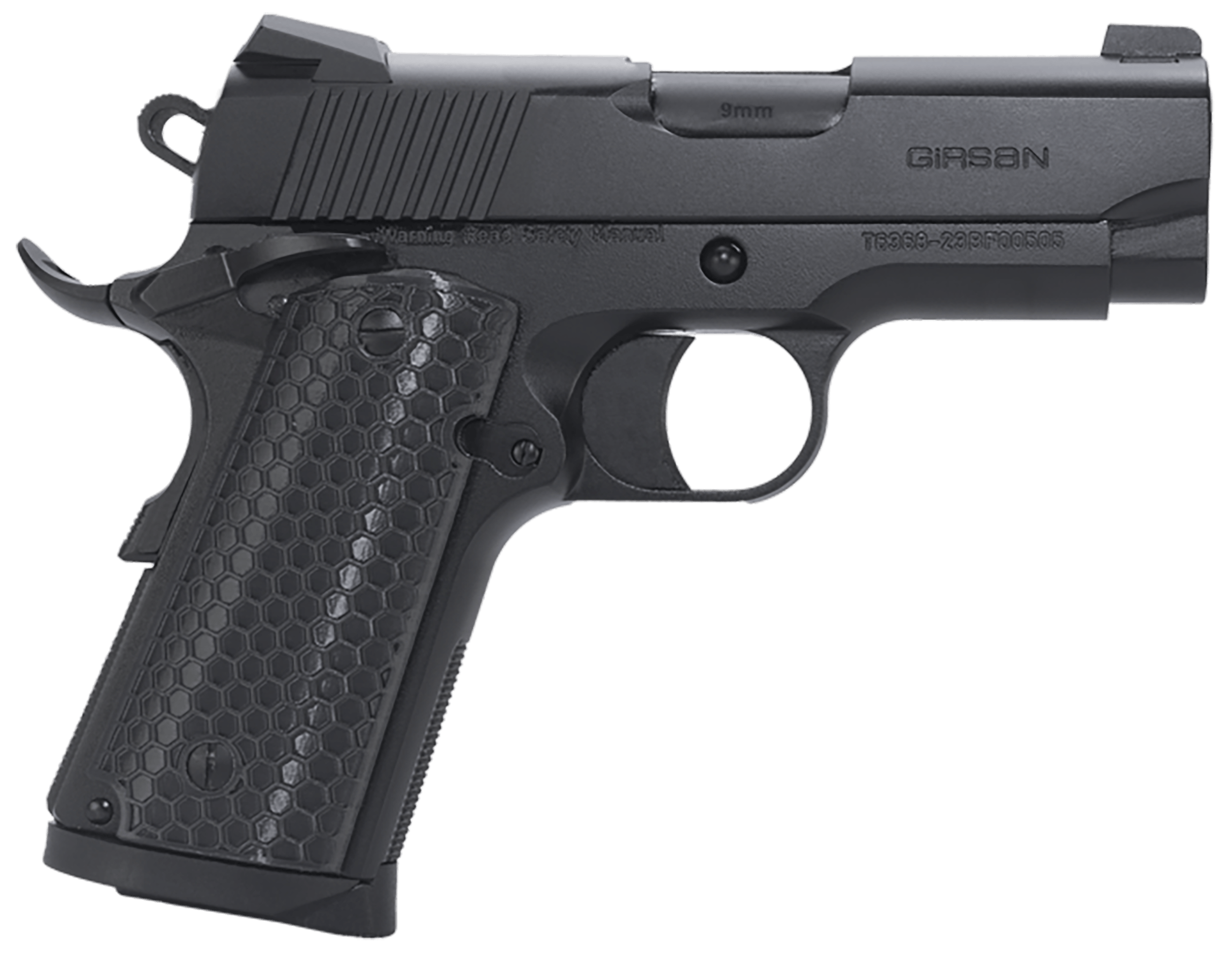 EAA GIRSAN 392050 MC1911 SC Untouchable Sub-Compact Frame 45 ACP 6+1 3.40" Black Steel Barrel Black Serrated Steel Slide & Frame w/Beavertail Black Polymer Grip