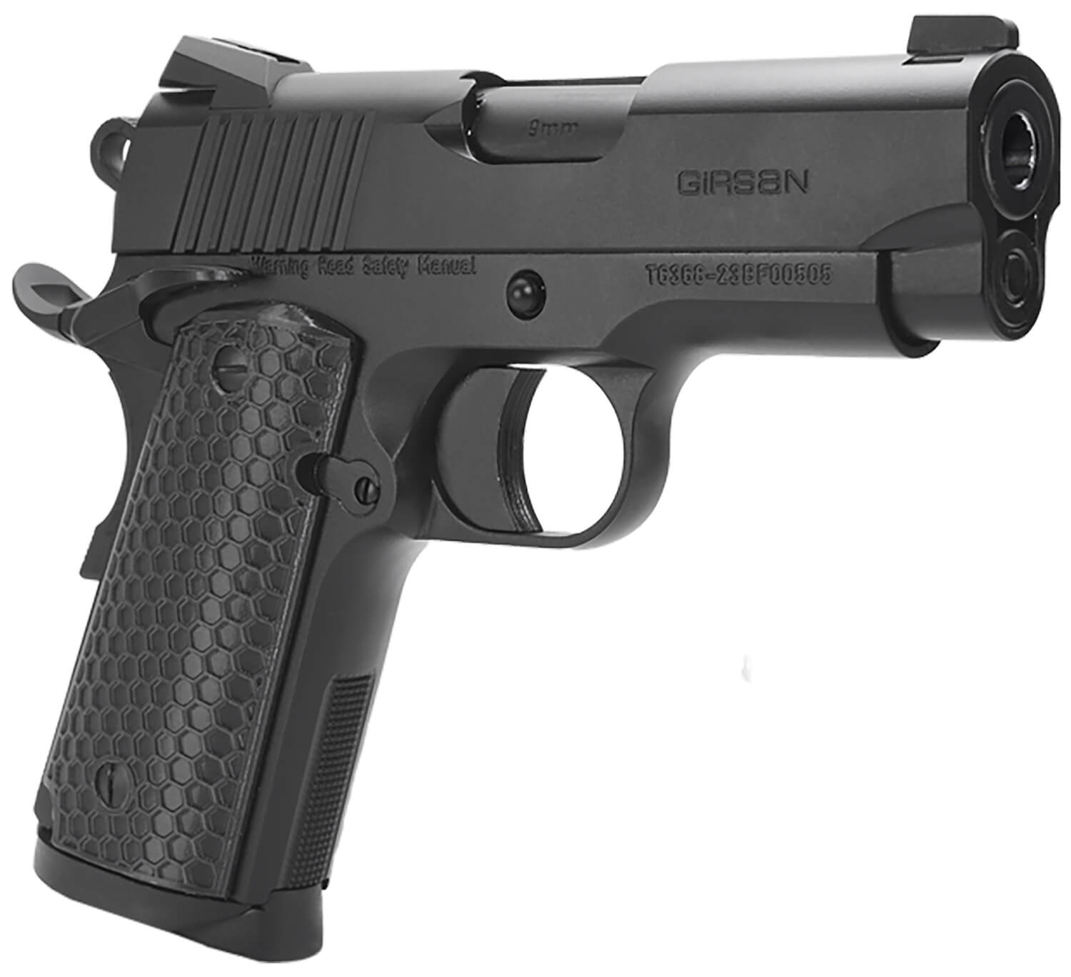 EAA GIRSAN 392050 MC1911 SC Untouchable Sub-Compact Frame 45 ACP 6+1 3.40" Black Steel Barrel Black Serrated Steel Slide & Frame w/Beavertail Black Polymer Grip - Image 3