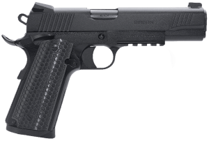 Girsan 392061 MC1911 S Untouchable Full Size Frame 9mm Luger 9+1 5" Black Steel Barrel Black Serrated Steel Slide & Frame w/Beavertail & Picatinny Rail Black Polymer Grip