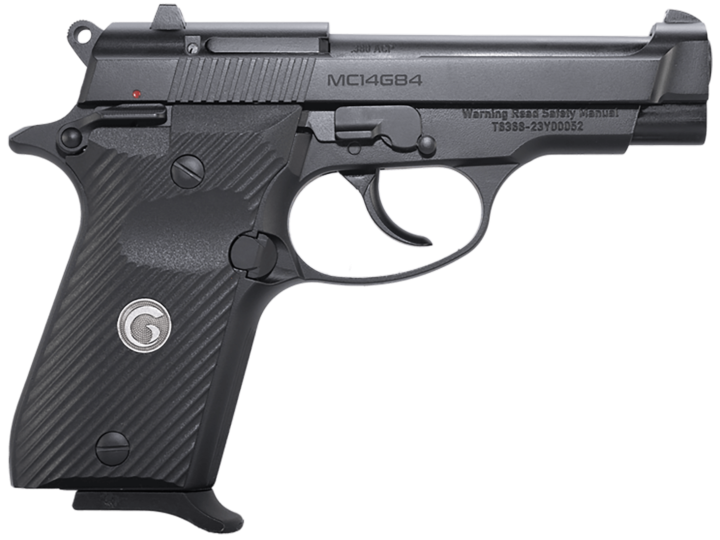 EAA GIRSAN 390825 MC14G84 380 ACP 13+1 3.80" Black Steel Barrel Black Serrated Steel Slide Black Aluminum Frame w/Beavertail Black Polymer Grip