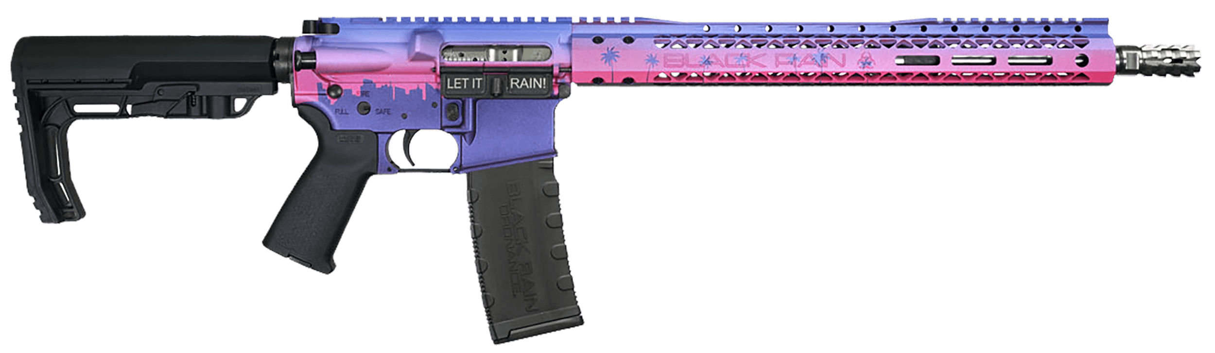 Black Rain Ordnance 23120701 Spec15 Miami Nights 223 Rem/5.56 NATO 30+1 16" Stainless Steel Barrel Miami Cerakote Optic Ready Aluminum Receiver 15" Slim M-LOK Handguard 6 Position MFT Minimalist Black Synthetic Stock Black Magpul MOE Grip