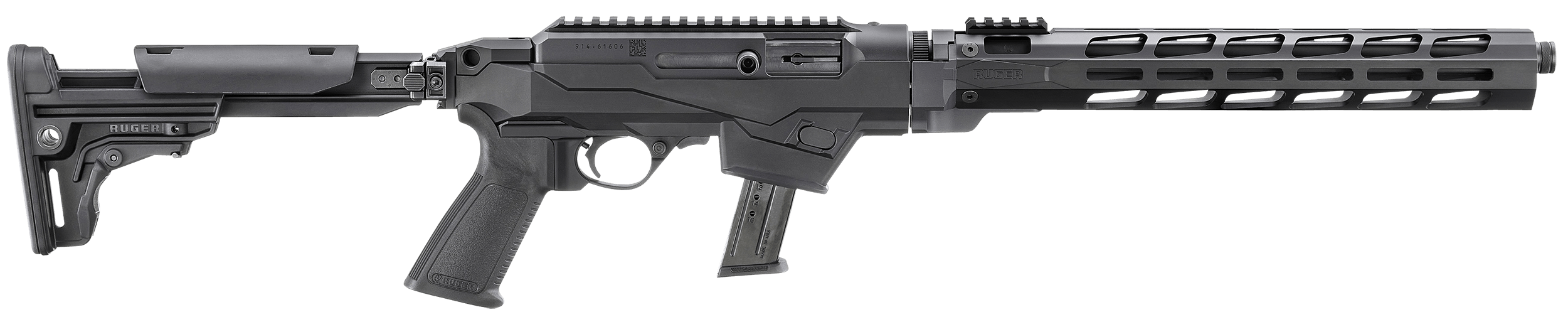 Ruger 19140 PC Carbine 9mm Luger 17+1 16.12" Threaded/Fluted Barrel Black Reversible Folding Stock M-LOK Handguard Optics Mount