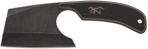 Browning 3220322 Cutoff Camp 2.50" Fixed Cleaver Plain Black Black Oxide Stonewashed 9Cr14MoV SS Blade Black/Tan G10 Handle