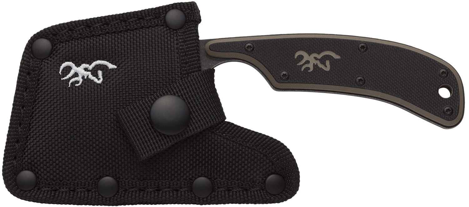 Browning 3220322 Cutoff Camp 2.50" Fixed Cleaver Plain Black Black Oxide Stonewashed 9Cr14MoV SS Blade Black/Tan G10 Handle - Image 2