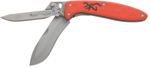 Browning 3220462B Primal Scalpel 2 Boxed 2.75" Folding Drop Point/Scalpel Plain Blaze Orange 8Cr13MoV SS Blade Blaze Orange Polymer w/Rubber Overmold Handle