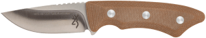 Browning 3220498B Guide Series Small 3" Fixed Drop Point Plain Brown Satin Sandvik 14C28N SS Blade Brown Micarta Handle