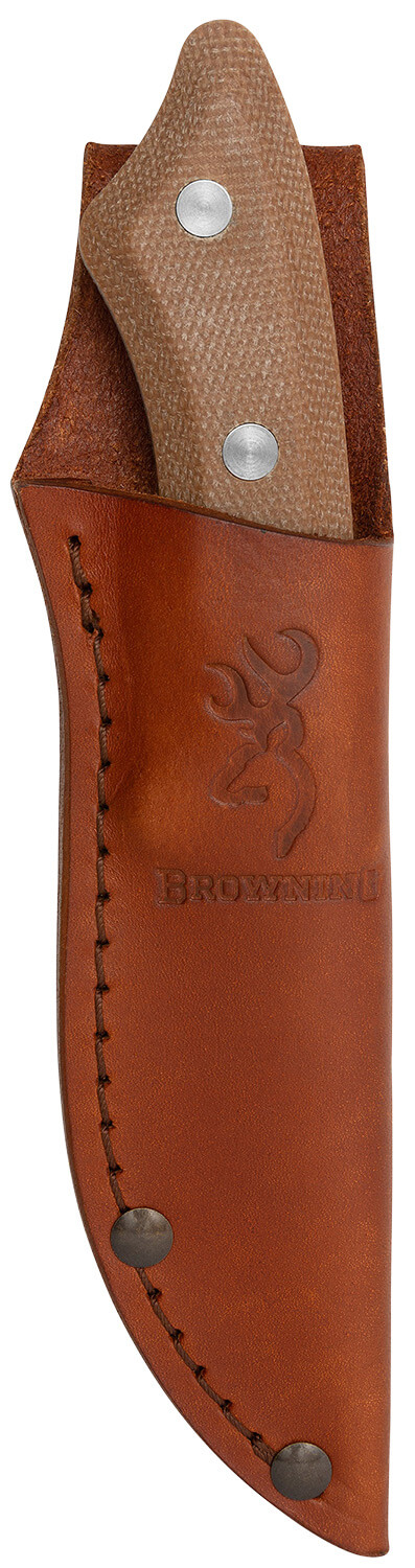 Browning 3220498B Guide Series Small 3" Fixed Drop Point Plain Brown Satin Sandvik 14C28N SS Blade Brown Micarta Handle - Image 3