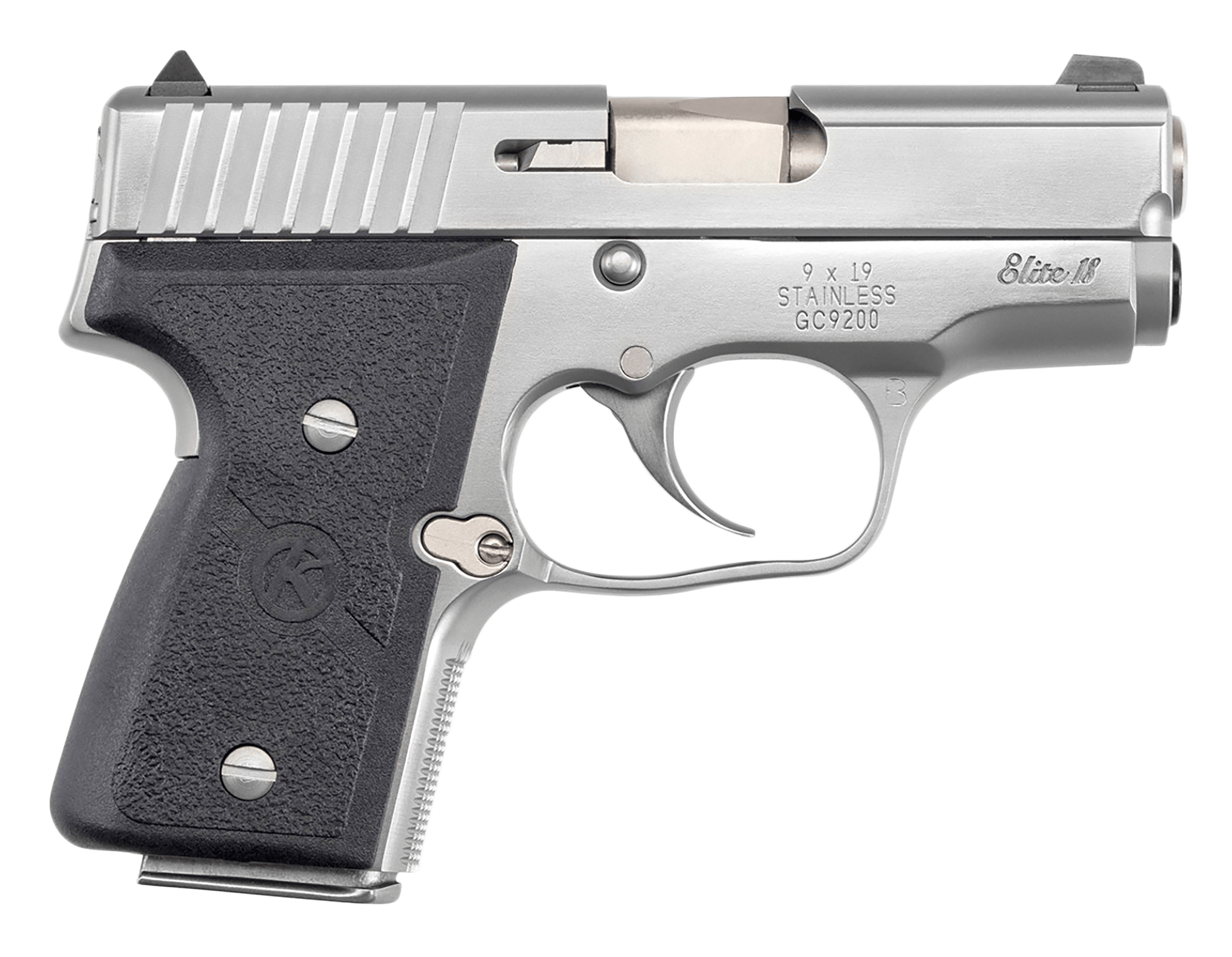 Kahr Arms M9098A MK9 Elite *CA Compliant 9mm Luger 6+1/7+1 3" Serrated Polygonal Rifled Barrel Polished Serrated Stainless Steel Slide & Frame Black Textured Wraparound Polymer Grip Manual Thumb Safety Right Hand