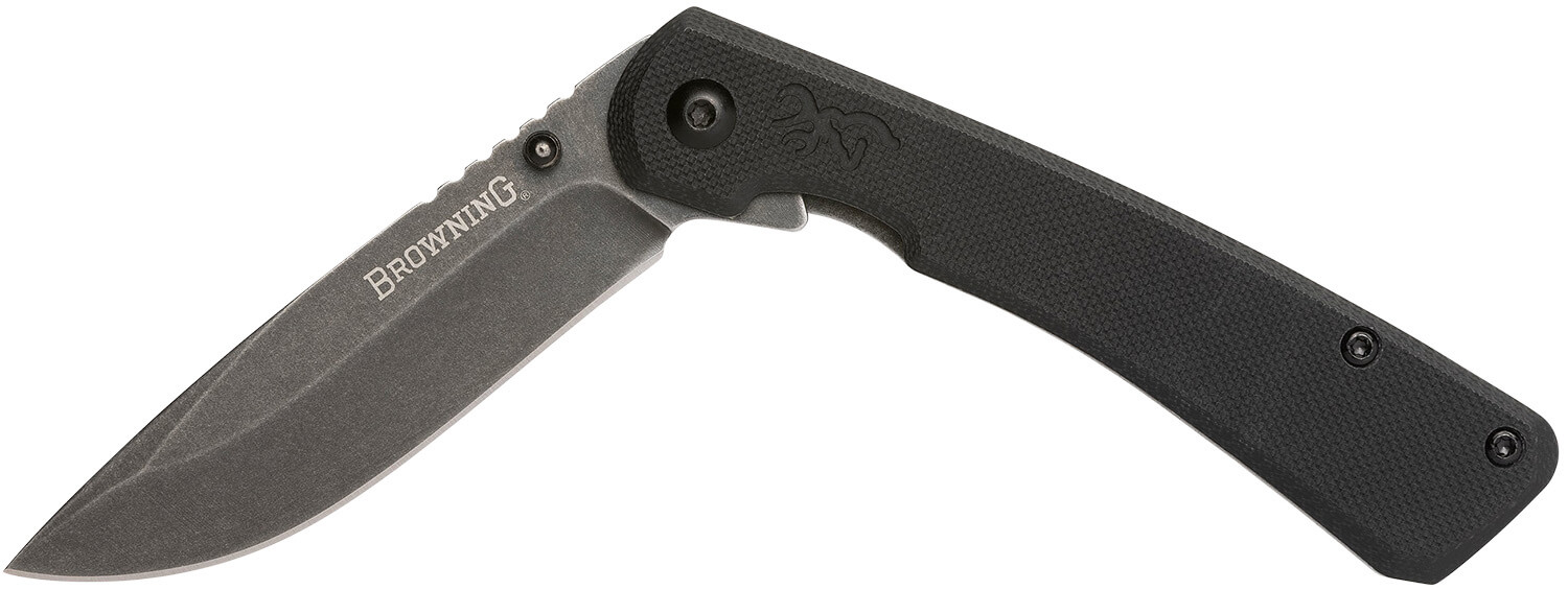 Browning 3220514 Branded Rock EDC 3" Folding Drop Point Plain Black Stonewashed 7Cr17MoV SS Blade Black G10 Handle - Image 2
