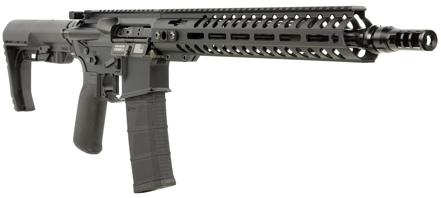Patriot Ordnance Factory 02045 Minuteman 5.56x45mm NATO 30+1 13.75" Black Steel Threaded Barrel Black Anodized Aluminum Receiver 13" Renegade Rail Handguard - Image 3
