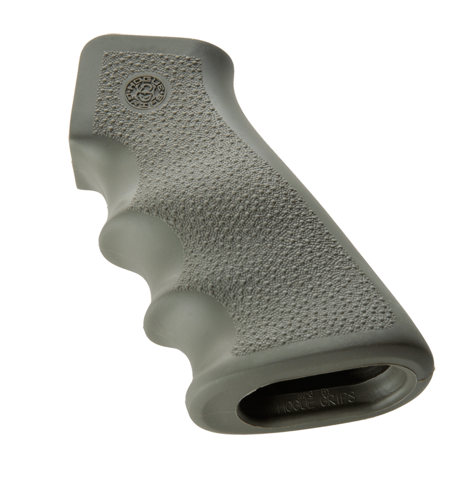 Hogue 15001 OverMolded Grip Cobblestone OD Green Rubber with Finger Grooves for AR-15 M16