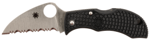 Spyderco MBKWSBK Manbug 1.91" Folding Wharncliffe Serrated Non-Reflective Black TiCN VG-10 SS Blade Black Textured FRN Handle