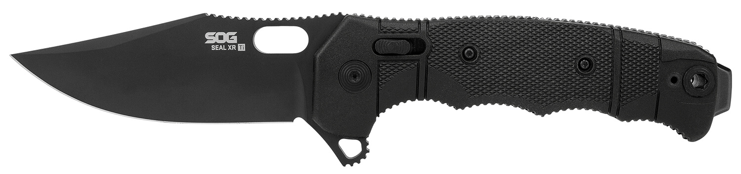 S.O.G SOG12211357 Seal XR 3.90" Folding Clip Point Plain Black MagnaCut Blade Black Textured GRN/Titanium Handle - Image 2