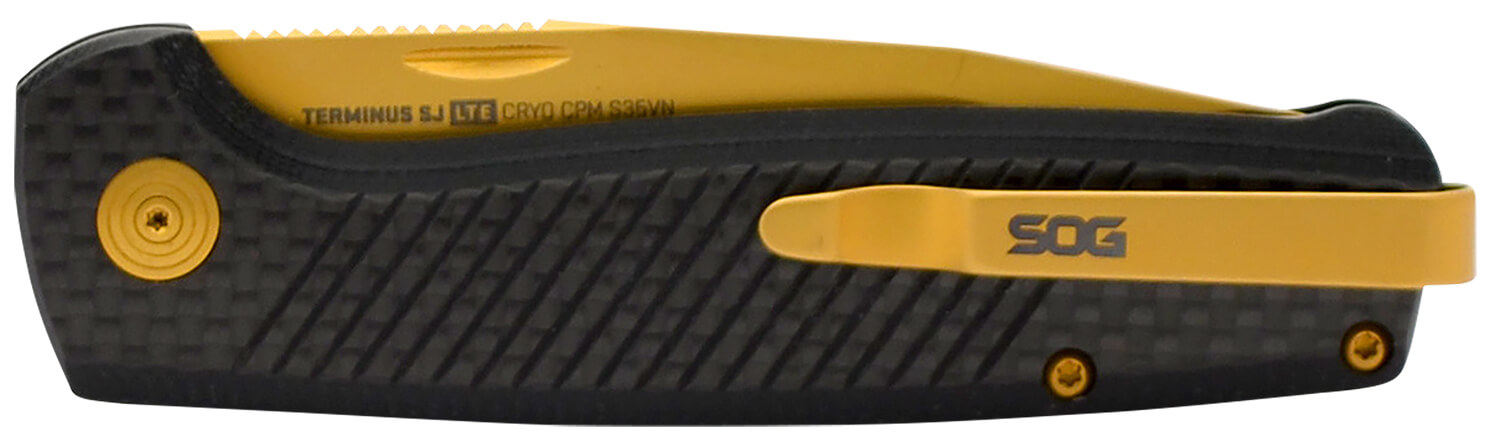 S.O.G SOGTM1007BX Terminus SJ LTE 2.90" Folding Plain Gold TiNi S35VN SS Blade Graphite Textured G10 Handle - Image 3