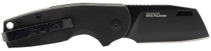 S.O.G SOG16030757 Stout SJ 2.60" Folding Clip Point Plain Stonewashed Cryo D2 Steel Blade/ Black Textured G10 Handle Includes Belt Clip Presentation Box