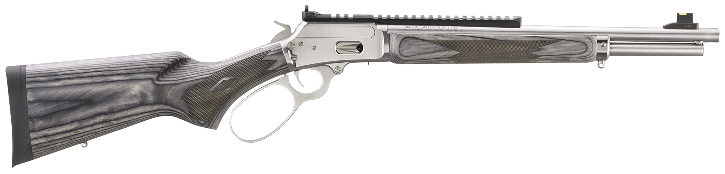 Marlin 70433 1894 357 Mag 16.10" Polished Stainless Threaded Barrel Picatinny Rail Stainless Steel Receiver Gray Fixed Laminate Stock
