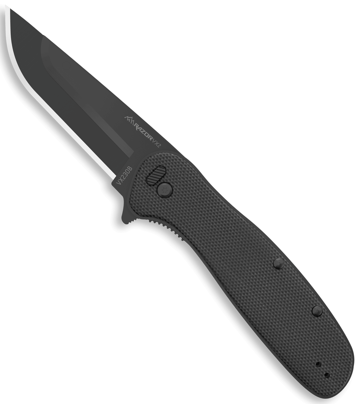 Outdoor Edge VX230B Razor VX2 EDC 3" Folding Plain Black Oxide 420J2 SS Blade Black Textured G10 Handle
