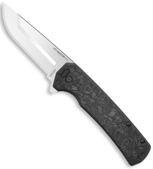 Outdoor Edge VX530A Razor VX5 EDC 3" Folding Plain Satin 420J2 SS Blade Black Carbon Fiber/G10 Handle