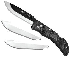 Outdoor Edge OX10C Onyx 3 Blades 3.50" Folding Drop Point Plain Satin/Black Oxide 420J2 SS Blade 4.50" Black Textured Grivory Handle