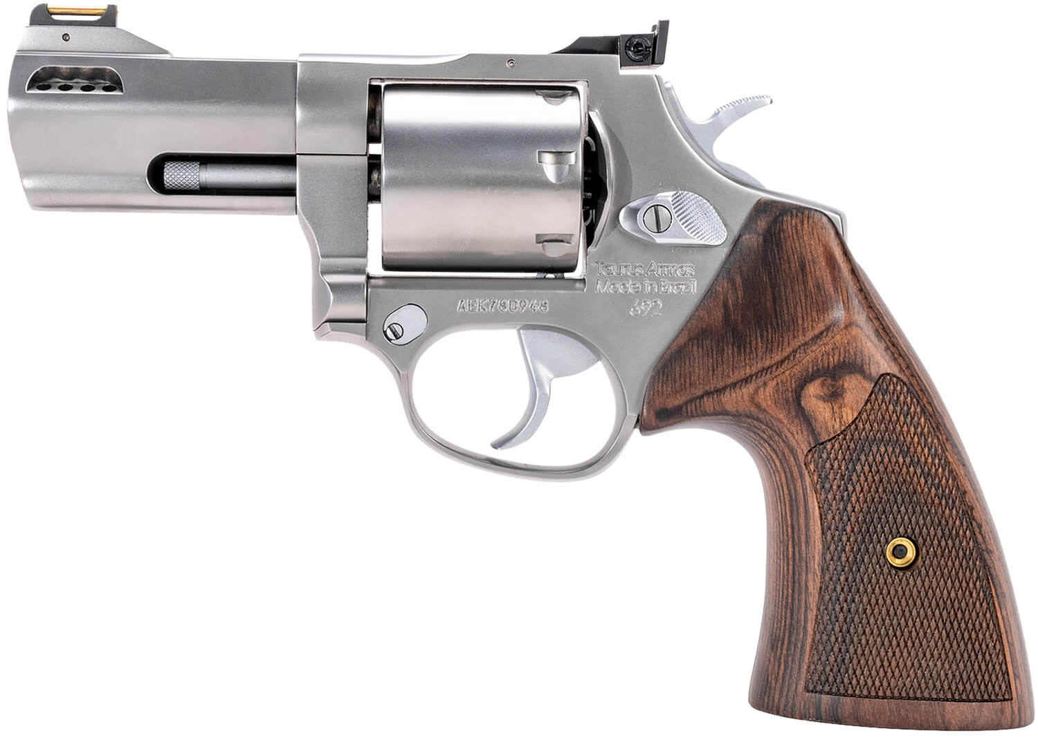 Taurus 2692EX39 692 Executive Grade 38 Special +P/357 Mag/9mm Luger 7rd 3" Polished Stainless Steel Ported Barrel Cylinder & Polished Stainless Steel Frame Checkered Altamont Walnut Grip Transfer Bar Safety - Image 2