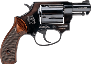 Heritage Mfg HR38B2W Roscoe Small Frame 38 Special +P 5rd 2" Black Polished Alloy Steel Barrel & Cylinder Black Polished Carbon Steel Frame Wood Grip Transfer Bar Safety