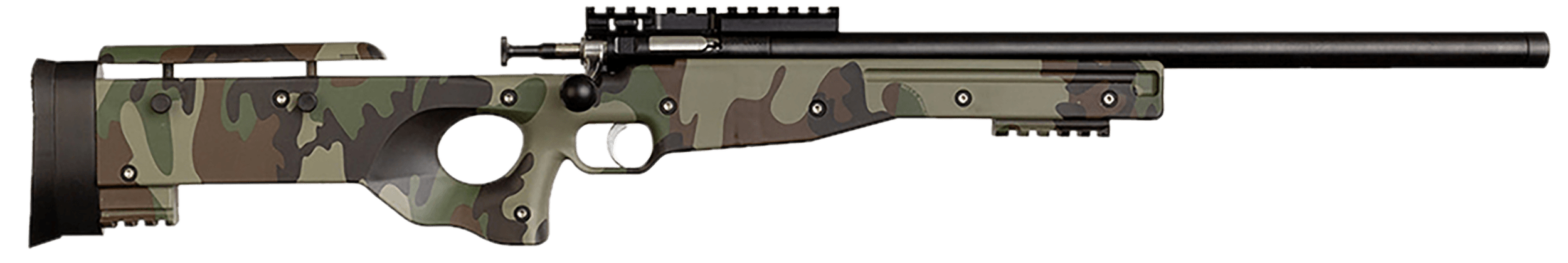 Crickett KSA2150-M81 Precision Full Size 22 LR Single Shot 16.10" Blued Threaded Bull Barrel Blued Crickettinny Rail Steel Receiver M81 Woodland Camo Synthetic Adj LOP Stock