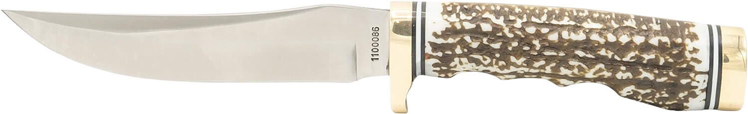 Uncle Henry 1100087 Next Gen Golden Spike 5" Fixed Plain Satin Polished Stainless Steel Blade Brown Brass Accents Staglon Handle - Image 2