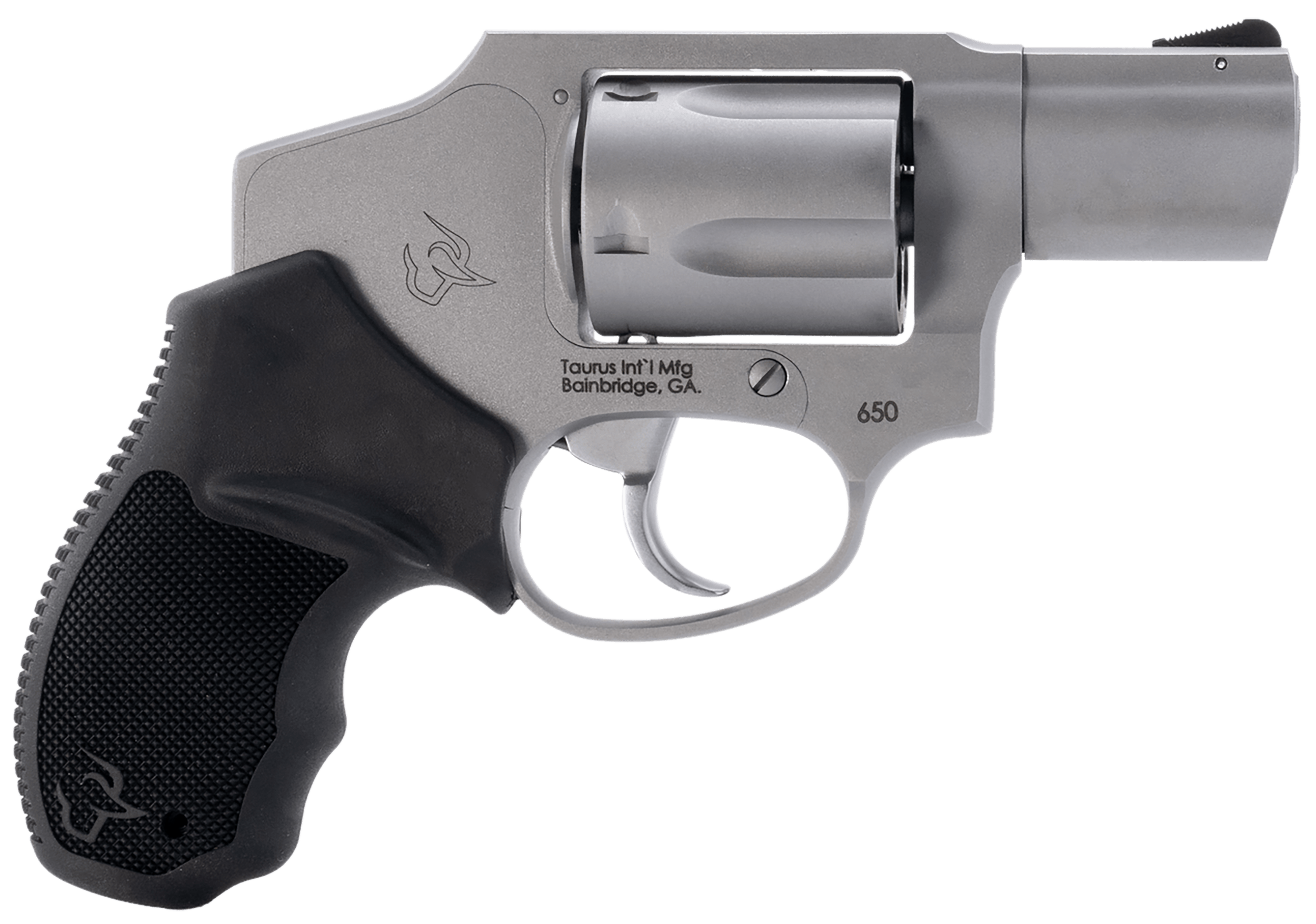 Taurus 2-650129 650 Small 357 Mag 38/Special +P 5 Shot 2" Stainless Steel Barrel Cylinder & Frame Black Rubber Grip Transfer Bar Safety Concealed Hammer