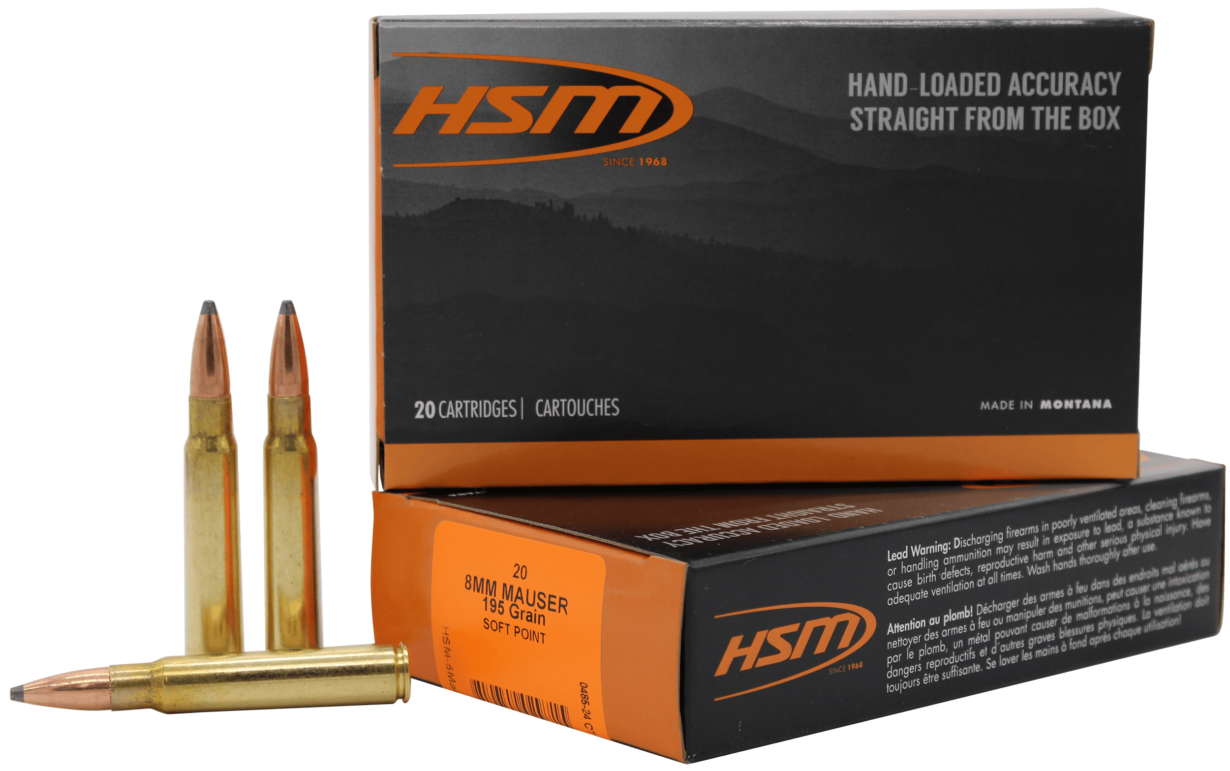 HSM 8MAUSER5N 8mmMauser 195gr Soft Point 20 Per Box/20 Case