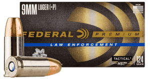Federal P9HST3 Premium Personal Defense 9mm+P 124gr HST Jacketed Hollow Point 50 Per Box/20 Case