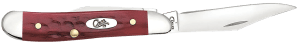 Case 00781 Peanut  Medium 2.10"/1.53" Folding Clip Point/Pen Plain Mirror Polished Tru-Sharp SS Blade Corn Cob Jigged Old Red Bone Handle