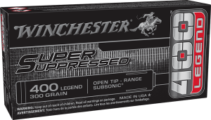 Winchester Ammo SUP400 Super Suppressed 400Legend 300gr Open Tip 20 Per Box/10 Case