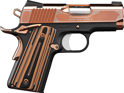 Kimber Mfg Inc 3200372 Rose Gold Ultra II 9mm 8+1 3" Rose Gold PVD Coating Stainless Steel Slide KimPro Matte Black G10 Grip
