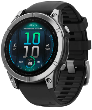 Garmin 0100302502 Fenix E AMOLED Edition Stainless Steel/Black Band AMOLED Display Compatible w/ iPhone/Android