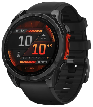 Garmin 0100290400 Fenix 8 AMOLED Edition Black/Pebble Gray Band AMOLED Display Compatible w/ iPhone/Android