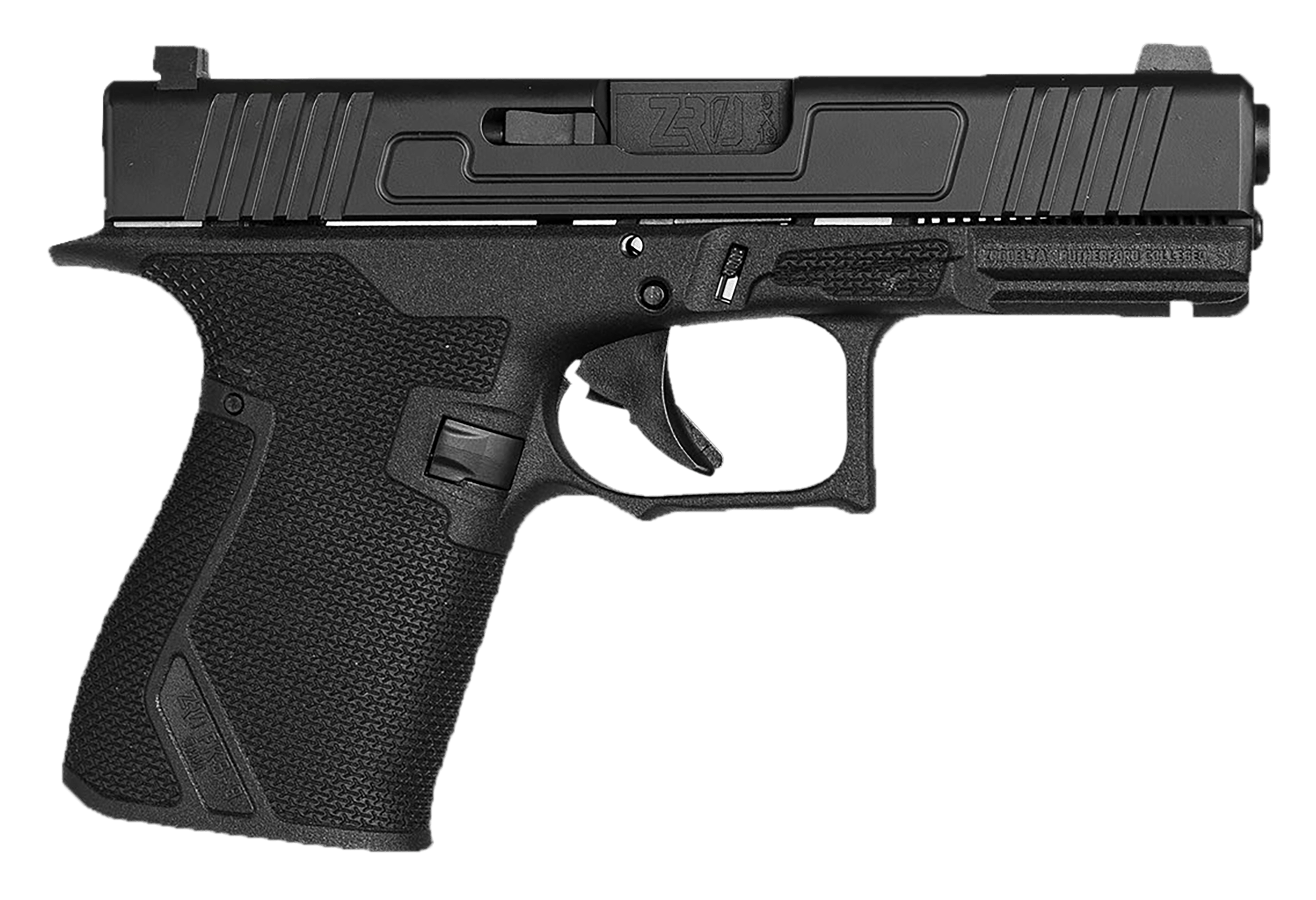 ZRO Delta 755000329990 FKS-9 Standard 9mm Luger 15+1 4" Black Nitride Match Grade Barrel Black Nitride Serrated Slide Polymer Frame w/Accessory Rail Black Polymer Grip
